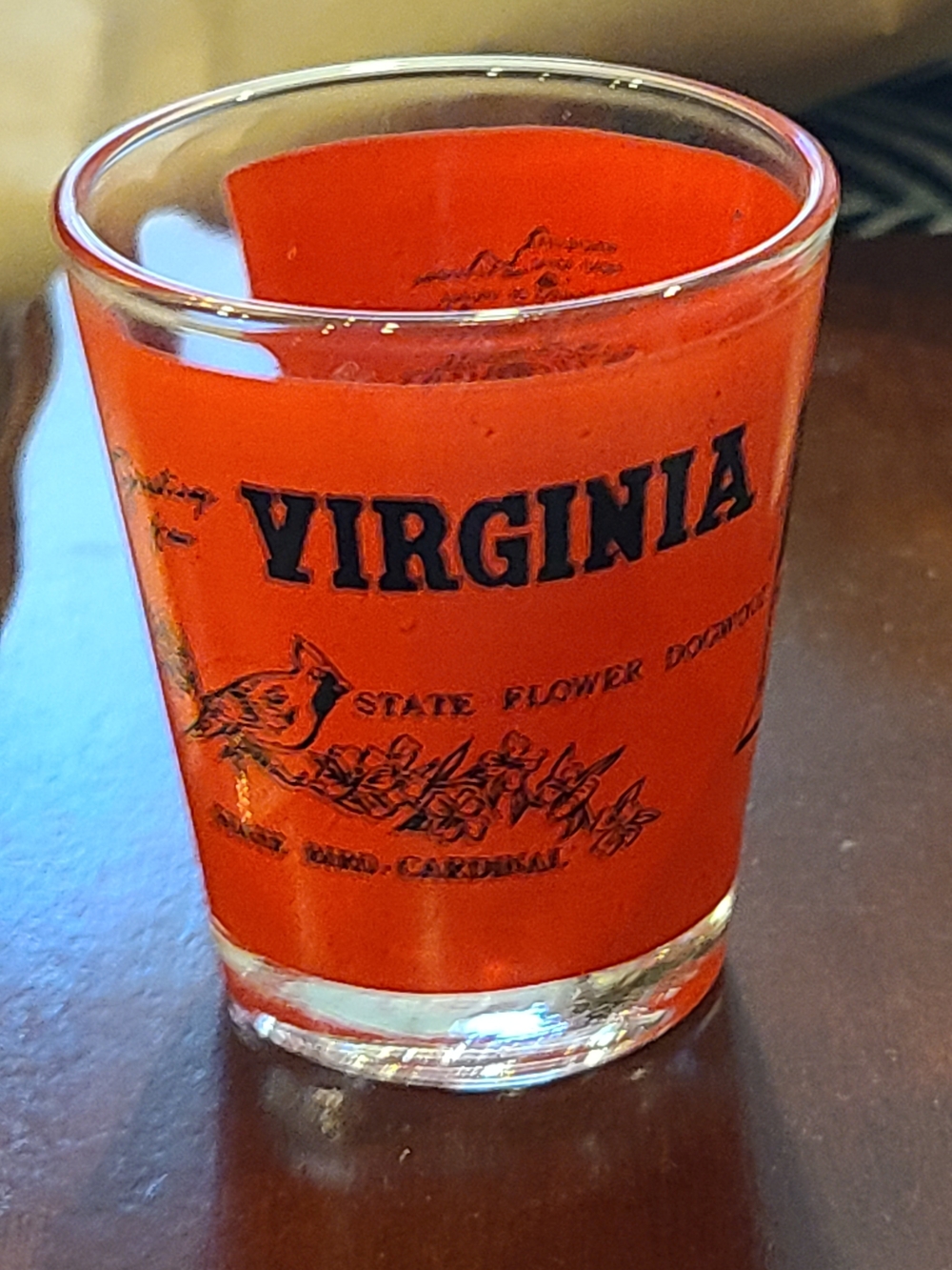 Vintage Virginia Red Glass Souvenir Shot Glass For Sale Accepting Offers On Bund - Picture 2 of 2